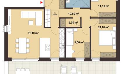 Grundriss Whg 13 Wohnanlage Wiesstraße, Altach