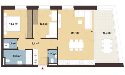 Grundriss Whg 15 Sebastianstraße in Feldkirch Grundriss Whg 15 Sebastianstraße in Feldkirch