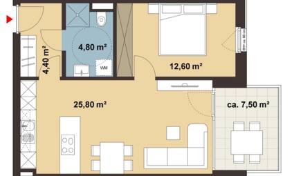 Grundriss Whg 14 Wohnanlage Wiesstraße, Altach