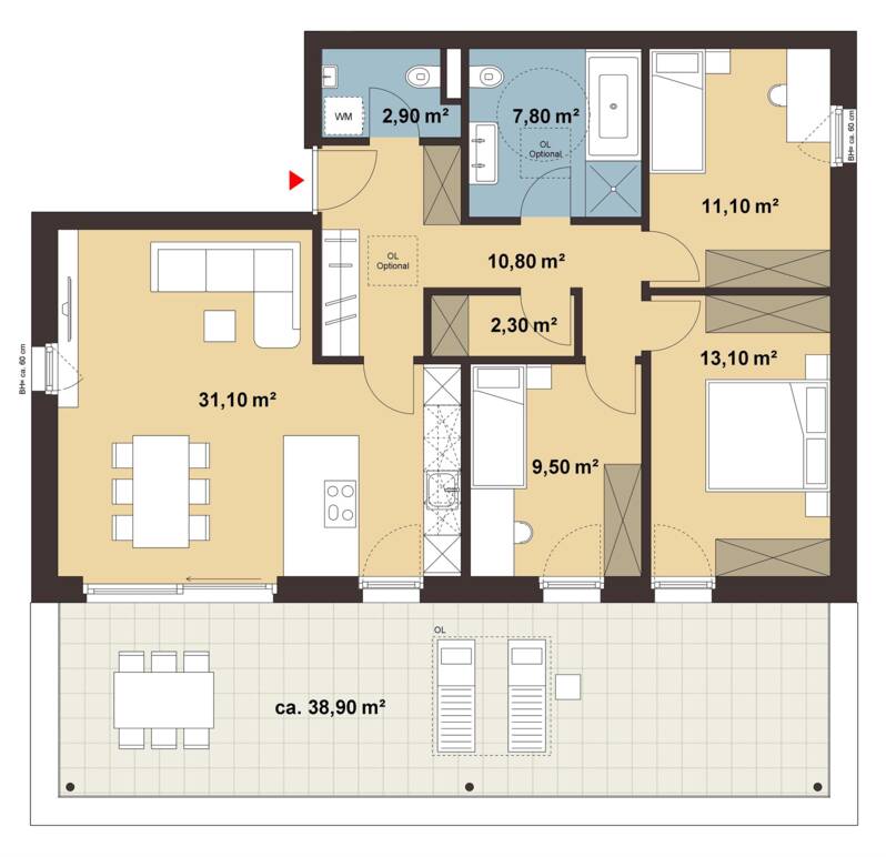 Grundriss Whg 13 Wohnanlage Wiesstraße, Altach