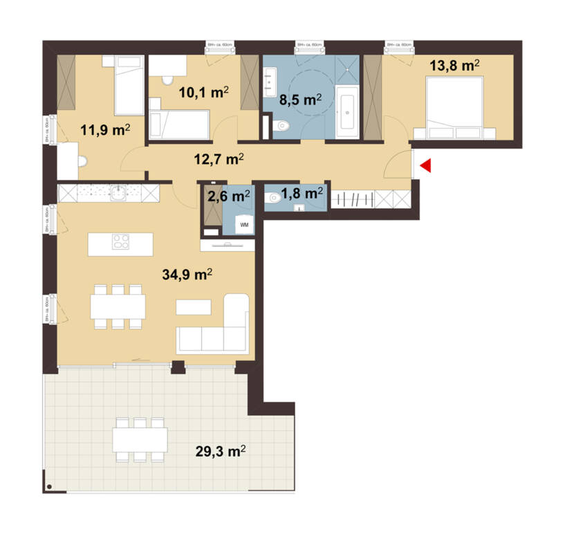 Grundriss Whg 10 Roseggerstraße in Hohenems