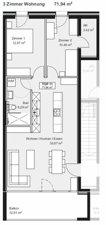 Hellbrunnenstrasse Hohenems Whg B11 3-Zimmer