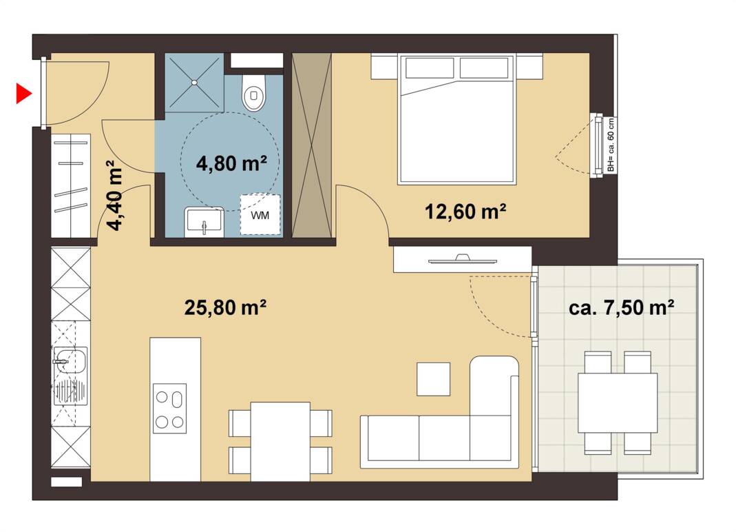 Grundriss Whg 14 Wohnanlage Wiesstraße, Altach